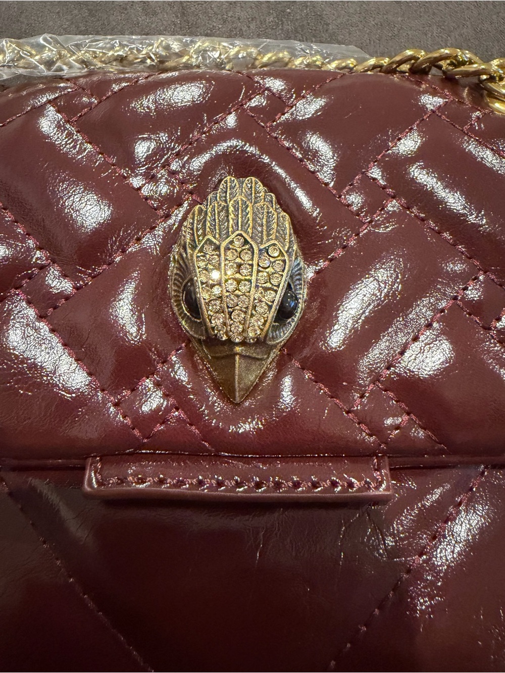 New Kurt geiger inspired Quilted Shoulder Bag in Deep Burgundy 9 in by 6.5 in - Picture 2 of 6